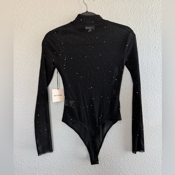 NWT Revolve Superdown Zoie Mesh Sparkly Bodysuit Size Small - Picture 3 of 4